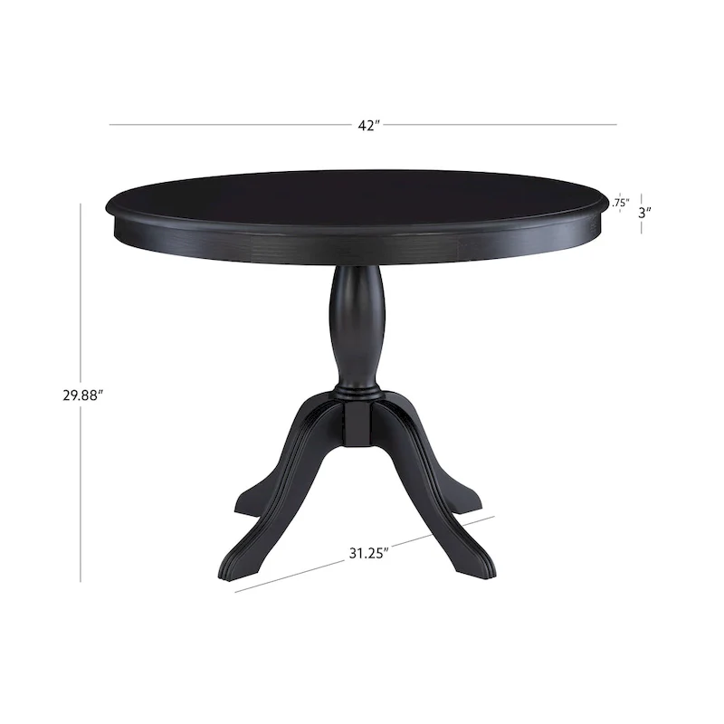 Round Pedestal Dining Table - Natural/White/Black, Solid Wood, Seats 4