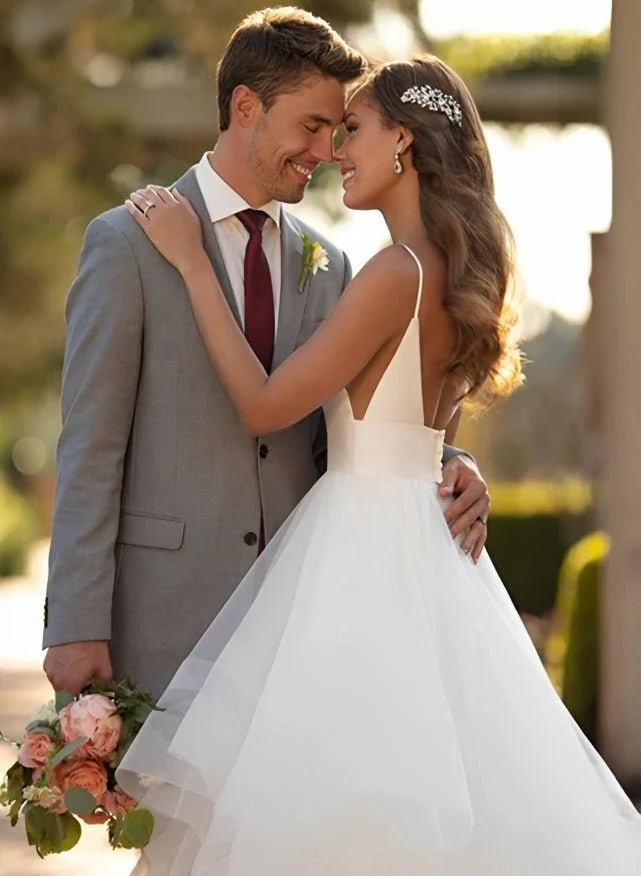 Classic Ball Gown Wedding Dress With Tulle Cascading Ruffles