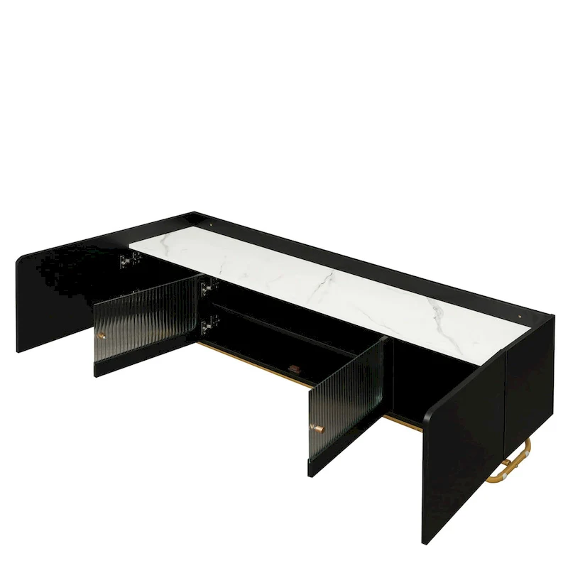 TV Console Table with Gold Frame Base