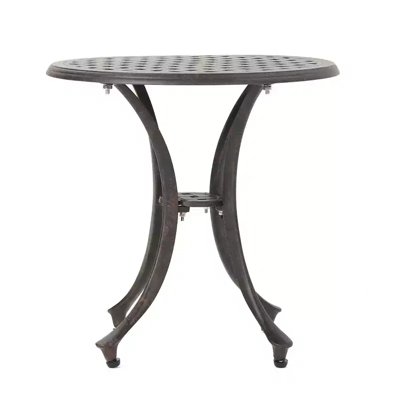 GDFStudio Louis Outdoor Cast Aluminum Round Side Table, Bronze
