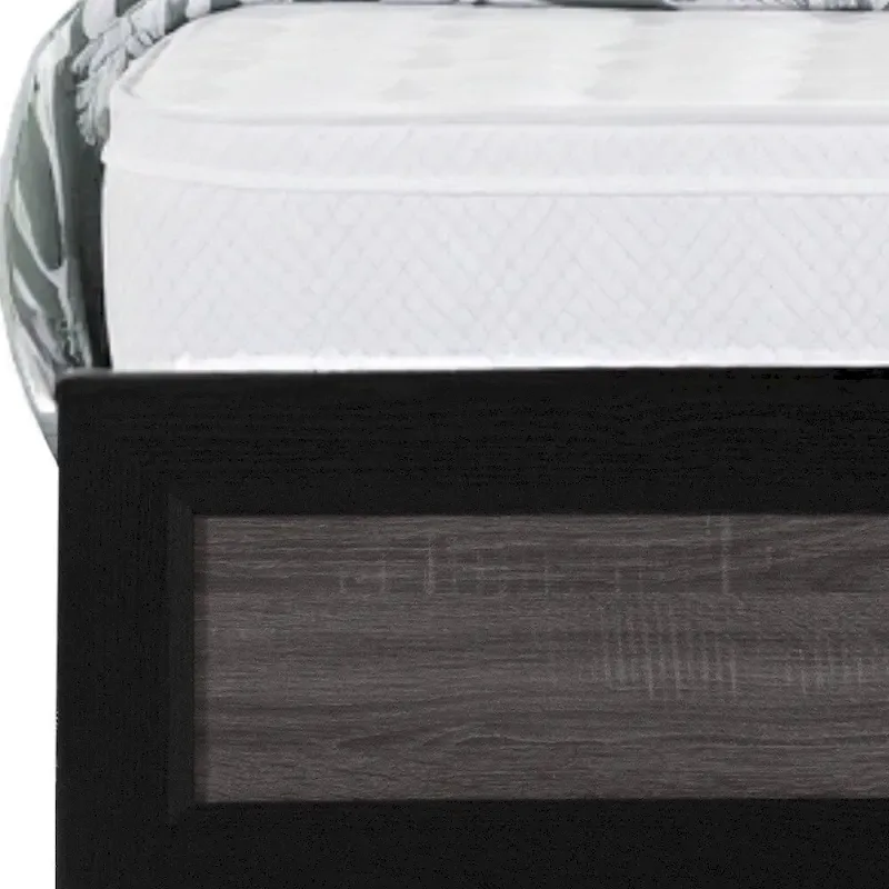 HomeRoots Black And Gray Inlaid Panels Queen Bed Frame