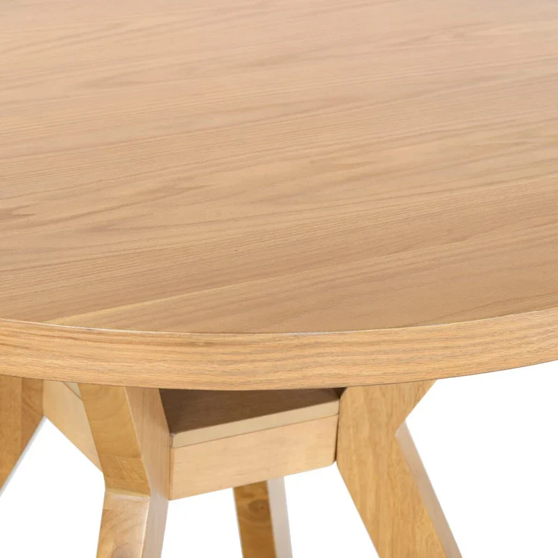Natural Round Wood Dining Table, Seats 6