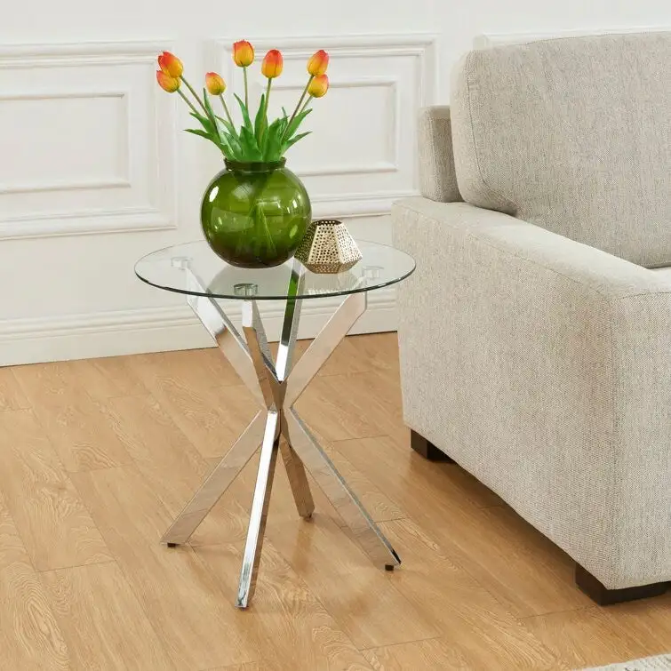 19.7 End Table With Glass Top