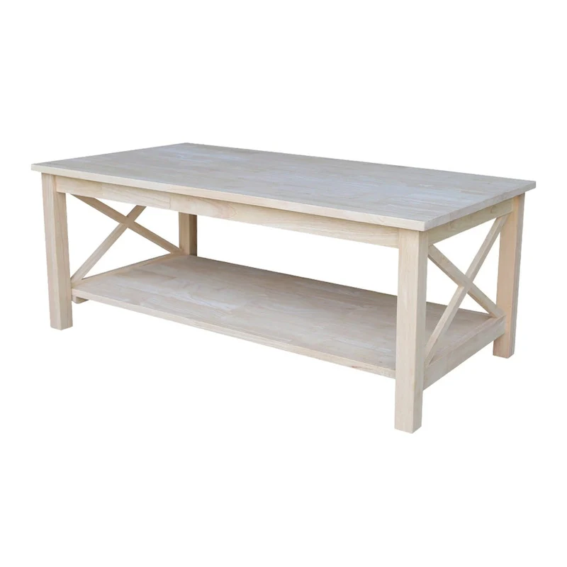 Solid Hardwood Coffee Table - Unfinished, White, Washed Gray Taupe, Espresso - Multi-Person Use