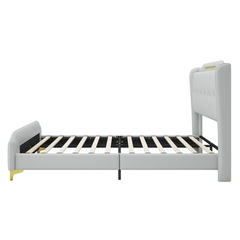 Modern Soft-Upholstered PU Leather Bed
