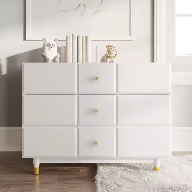 Max & Finn Aviary 3-Drawer Dresser with Gold Hardware, White