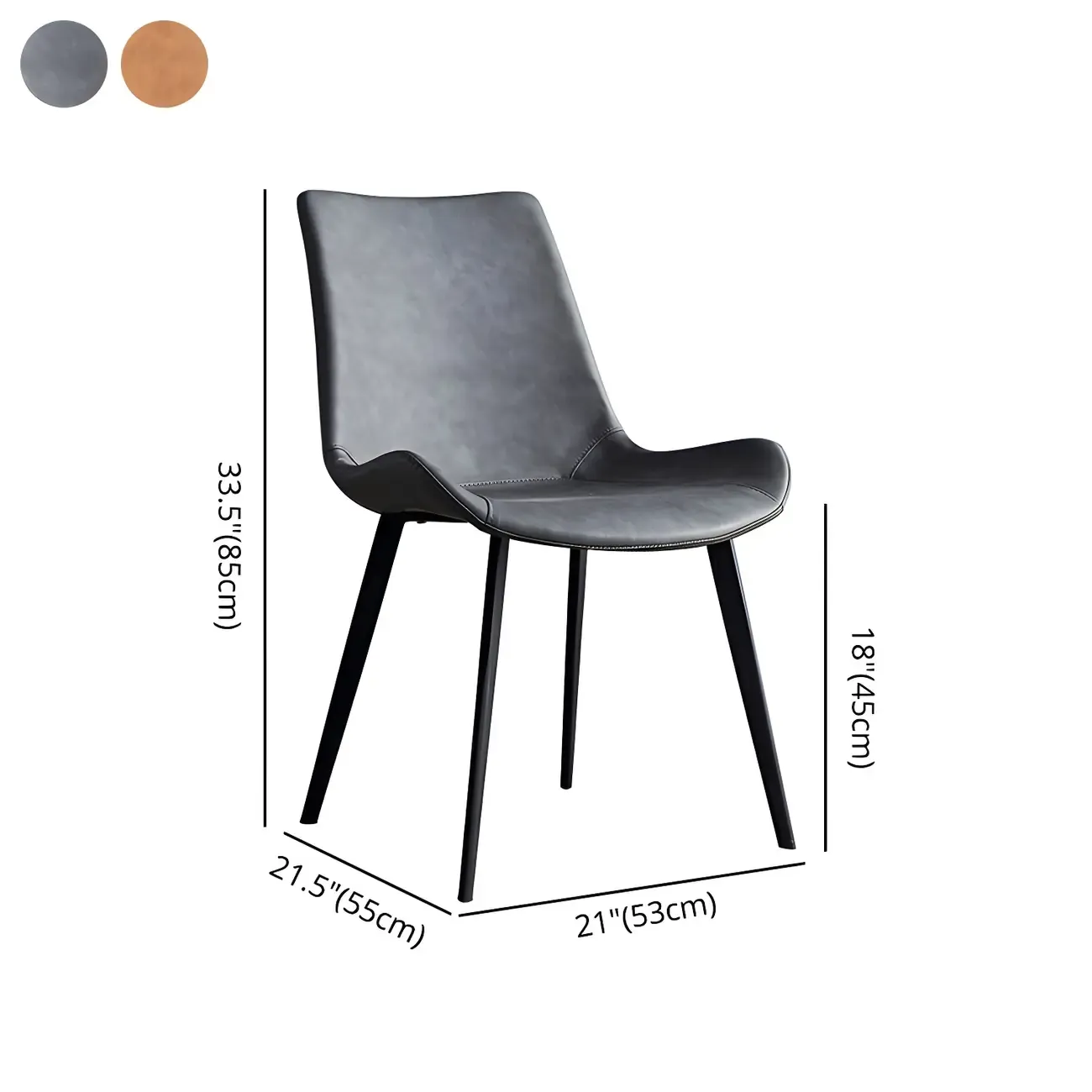 Industrial Modern Dining Chairs Set of 2 with Leather Upholstery