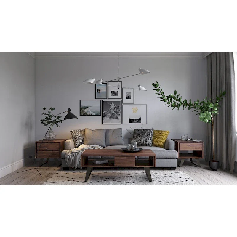 WYNDENHALL Mitchell SOLID WOOD & Metal 48 inch Wide Rectangle Modern Coffee Table - 48 W x 22 D x 18 H