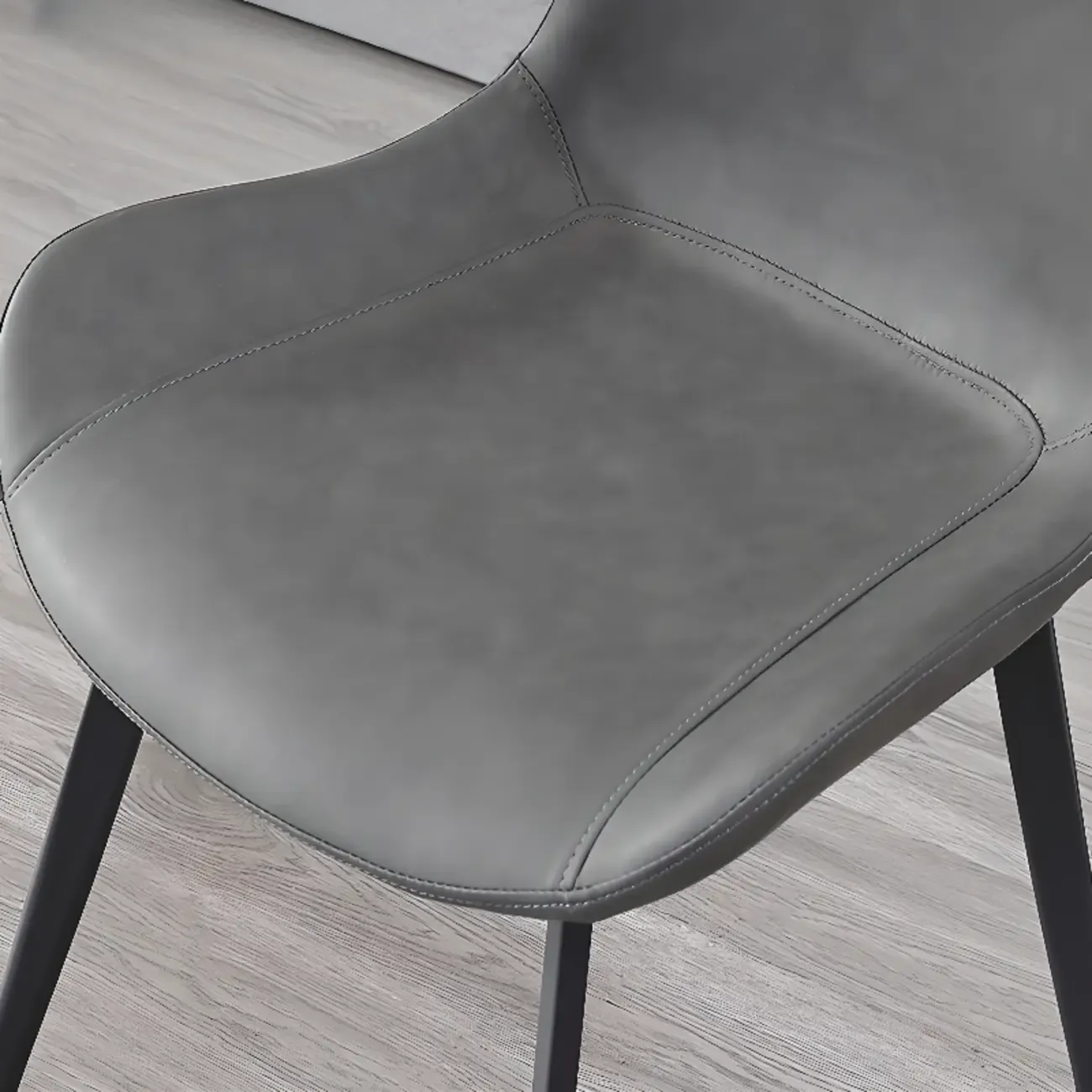 Simple Low Back Faux Leather Dining Chair with Alloy Legs