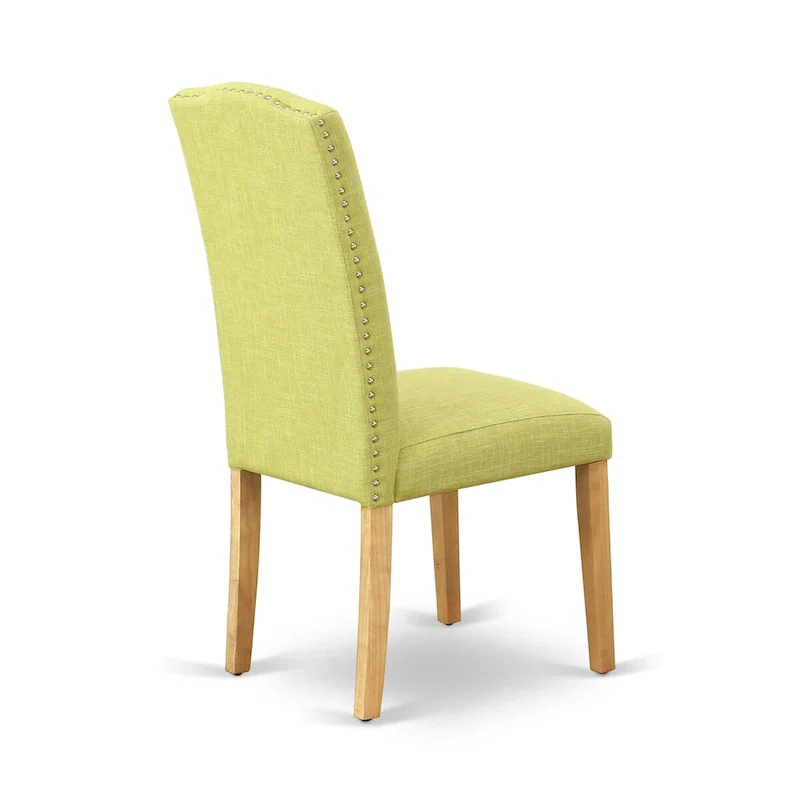 East West Furniture Dining Room Furniture Set- a Rectangle Dining Table and Limelight Linen Fabric Chairs, Oak (Pieces Option)