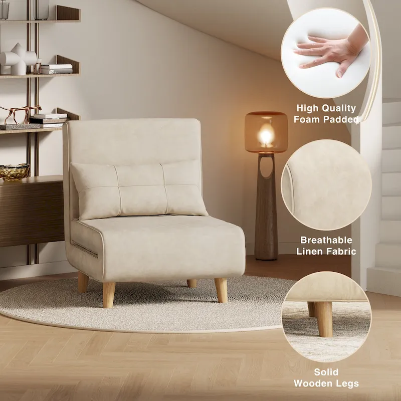 Dark Grey 3-in-1 Convertible Sleeper Chair Single