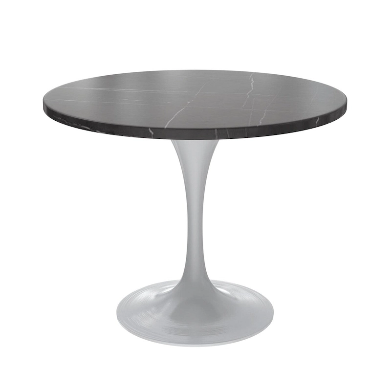 Verve Dining Table with a 36  Round Tabletop in White Steel Pedestal