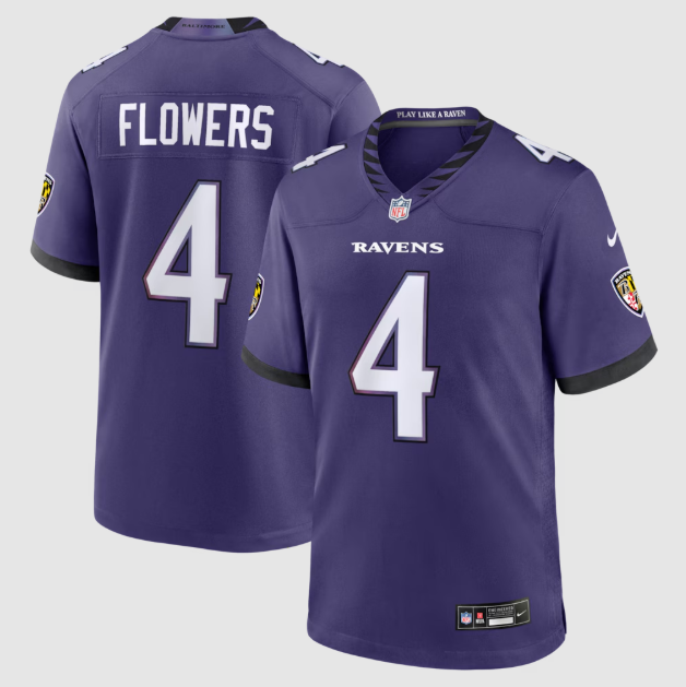 Baltimore Ravens Zay Flowers Purple Team Game Jersey
