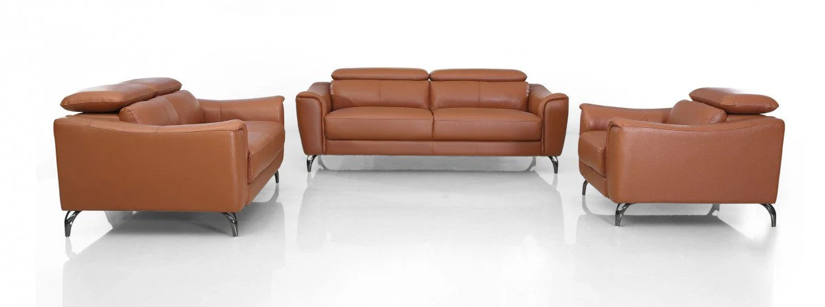Dane Leather Living Room Collection in Cognac or Black