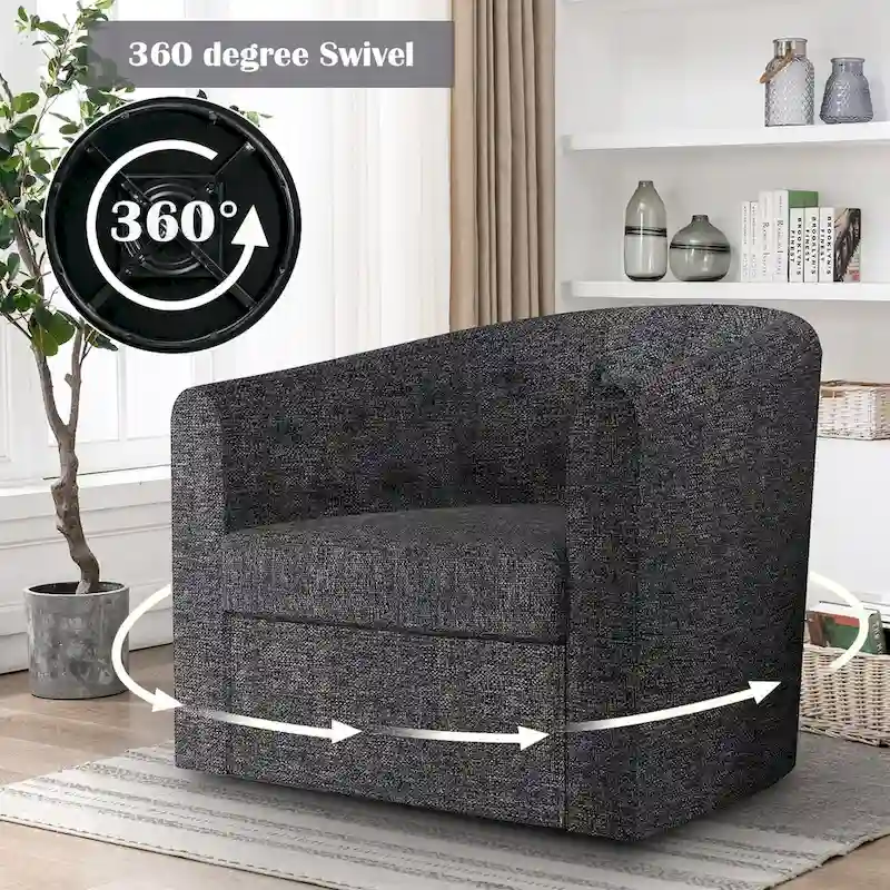 Swivel Cuddle Fabric Accent Chair with Button-Tufting