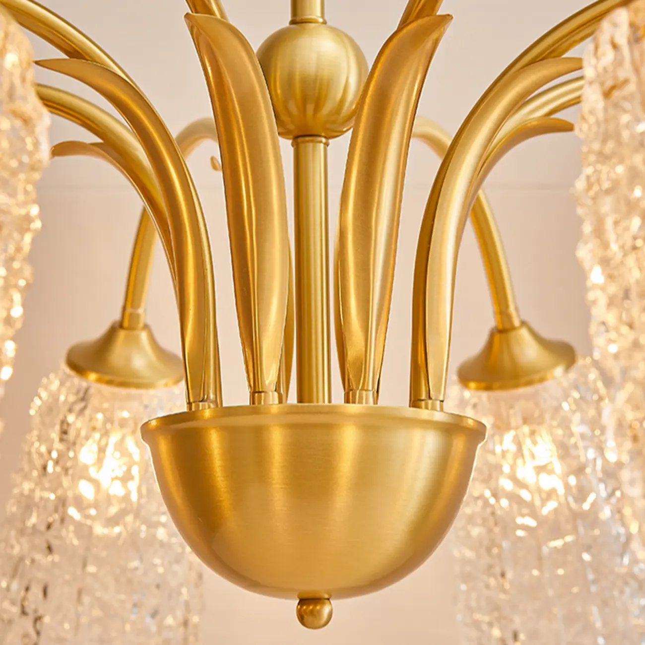 Elegant Gold Downward Crystal Bell Chandelier
