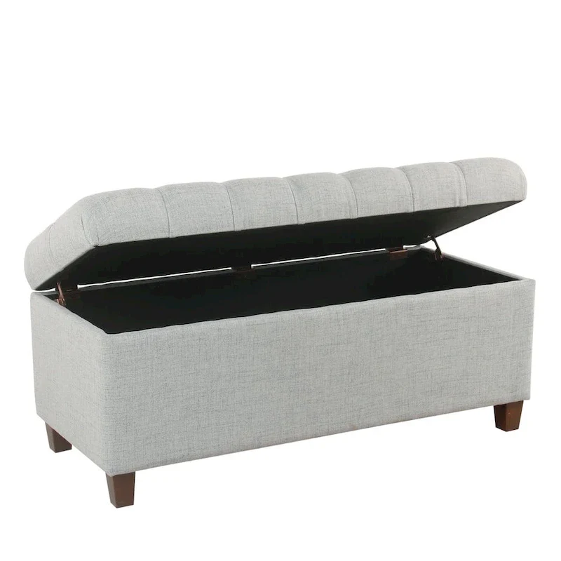 Light Blue Button Tufted Storage Bench – 1-Seat