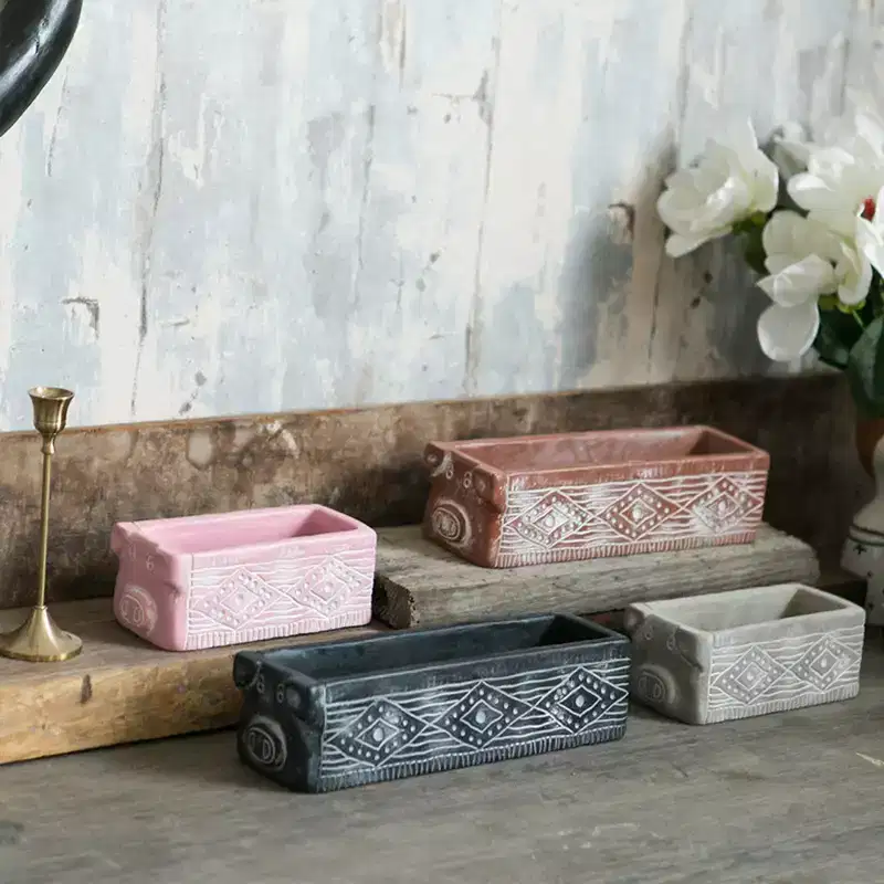 Slickblue Small Size Cement Pig Planters with Drain Hole - Available in Pink or Grey