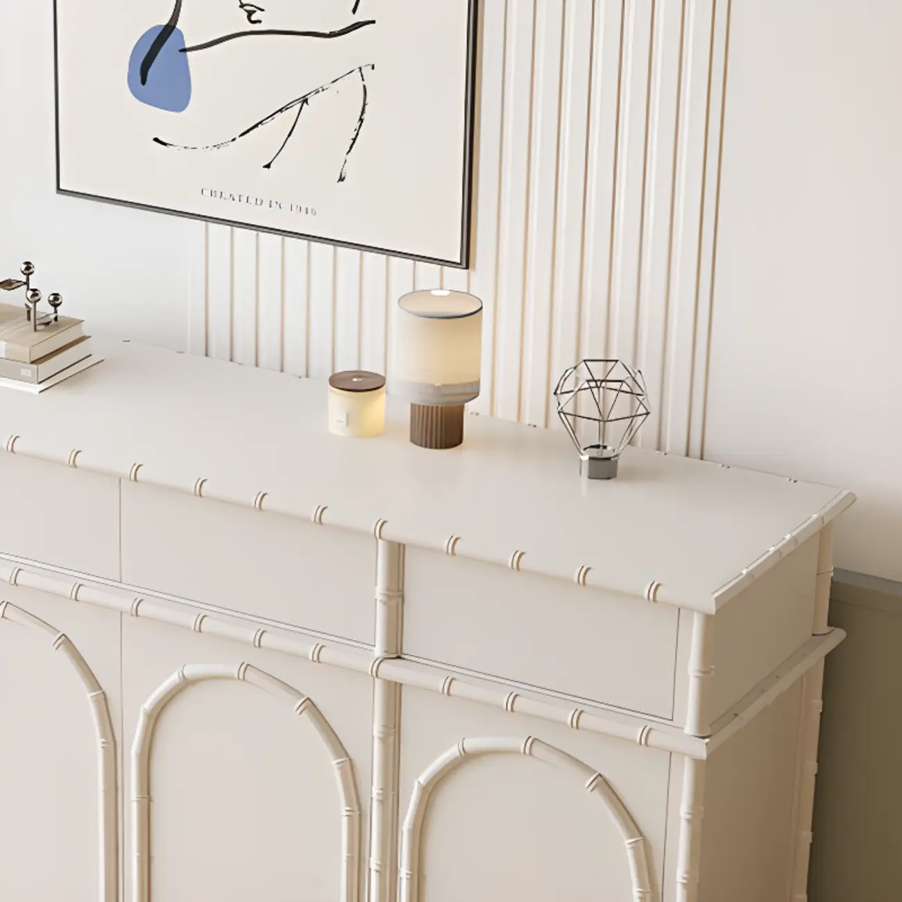 Elegant White Wood Hallway Shoe Cabinet with 4-Drawer