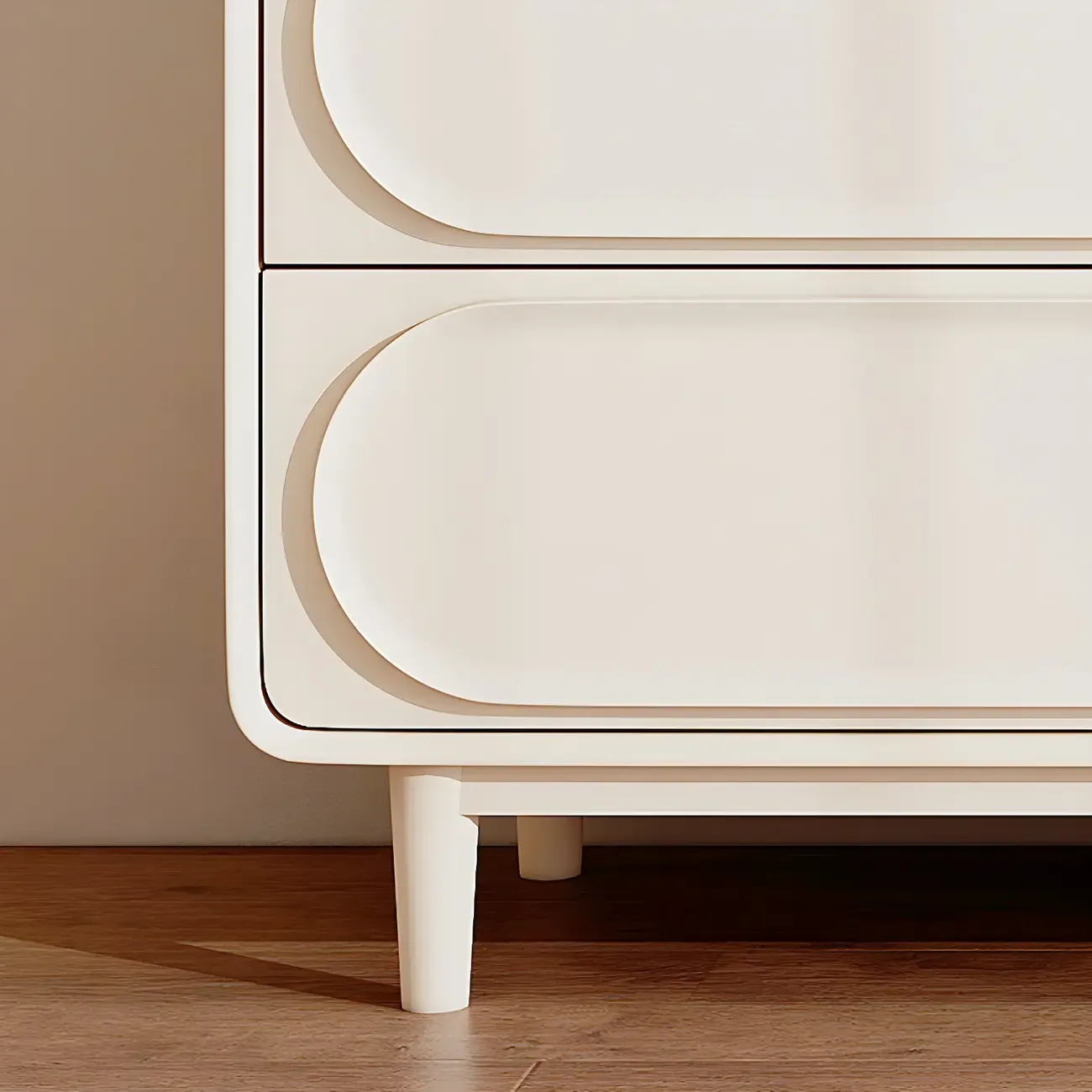 Classic White Wooden Chest with Metal Handles & Drawers