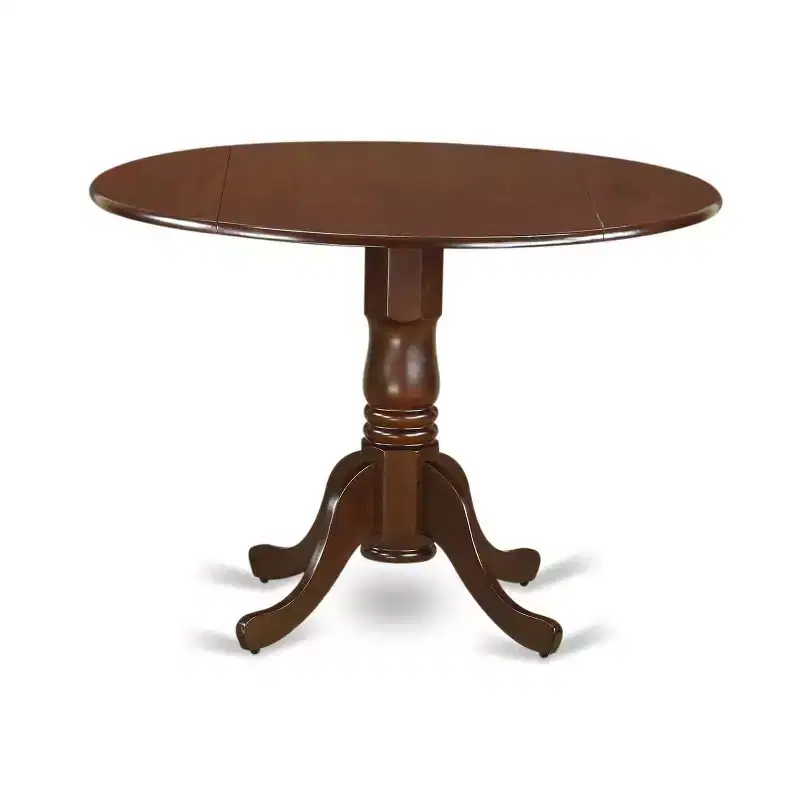 3-Piece Mahogany Finish Solid Wood Top-Round Upholstered Dining Room Set -Seats 4