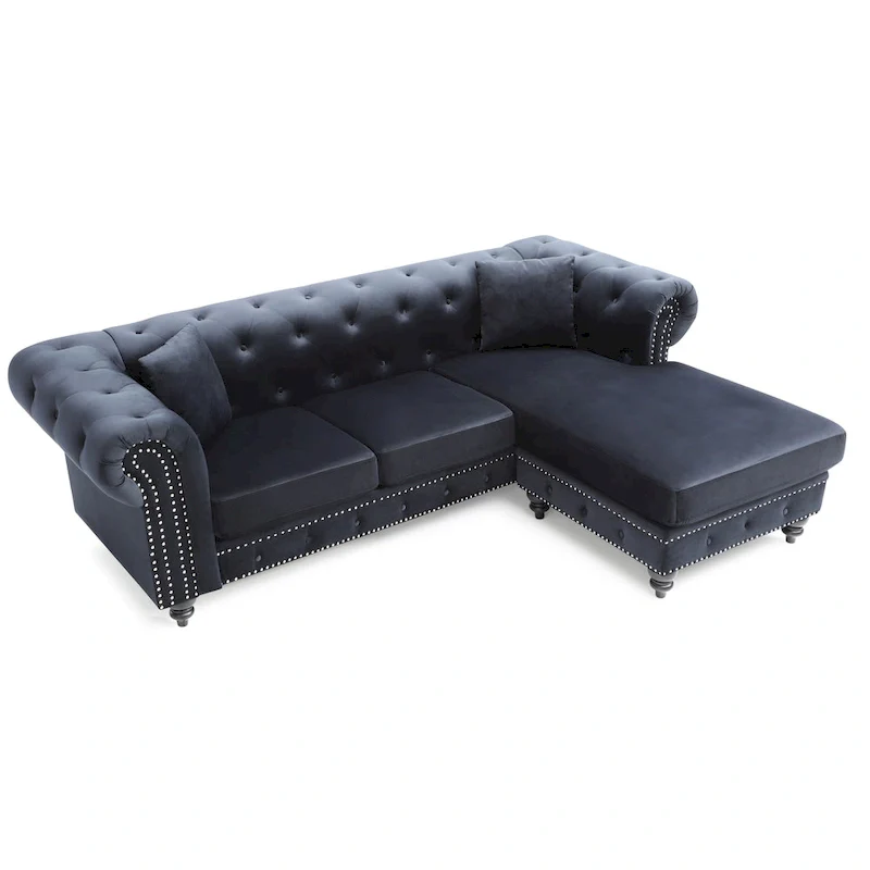 Nola Velvet Sofa with Chaise