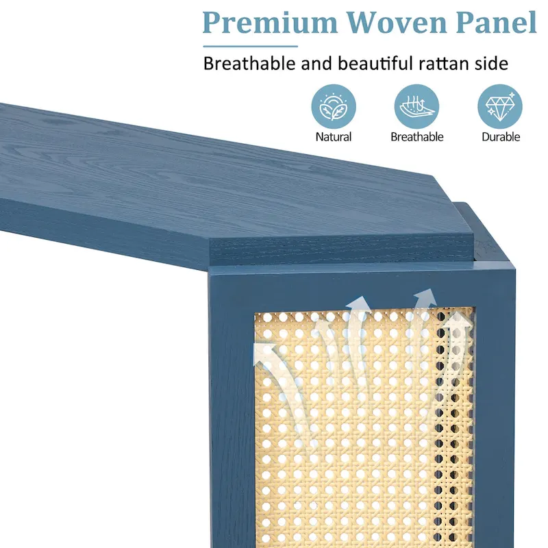 53 Arrow Console Table with Woven Rattan