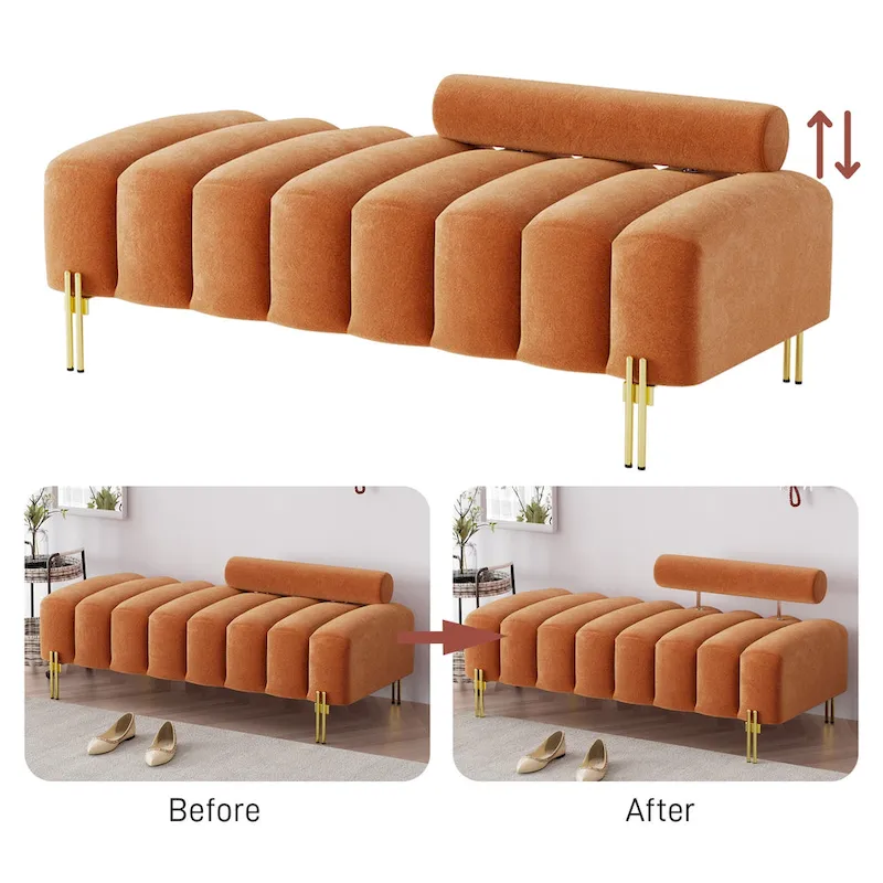 Ouyessir 52.2 Modern Channel Tufted Window Bench with Adjustable Back