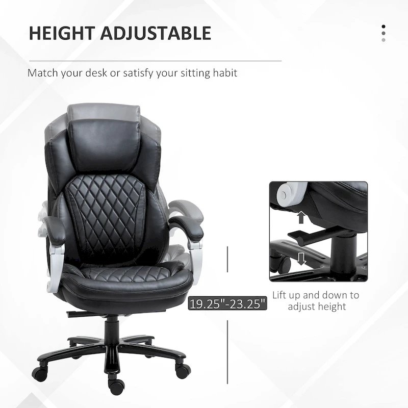 Vinsetto Heavy Duty Office Chair 350lbs Capacity, Mesh & Faux Leather, Rocker Ergonomic, Adjustable Height with Wheels