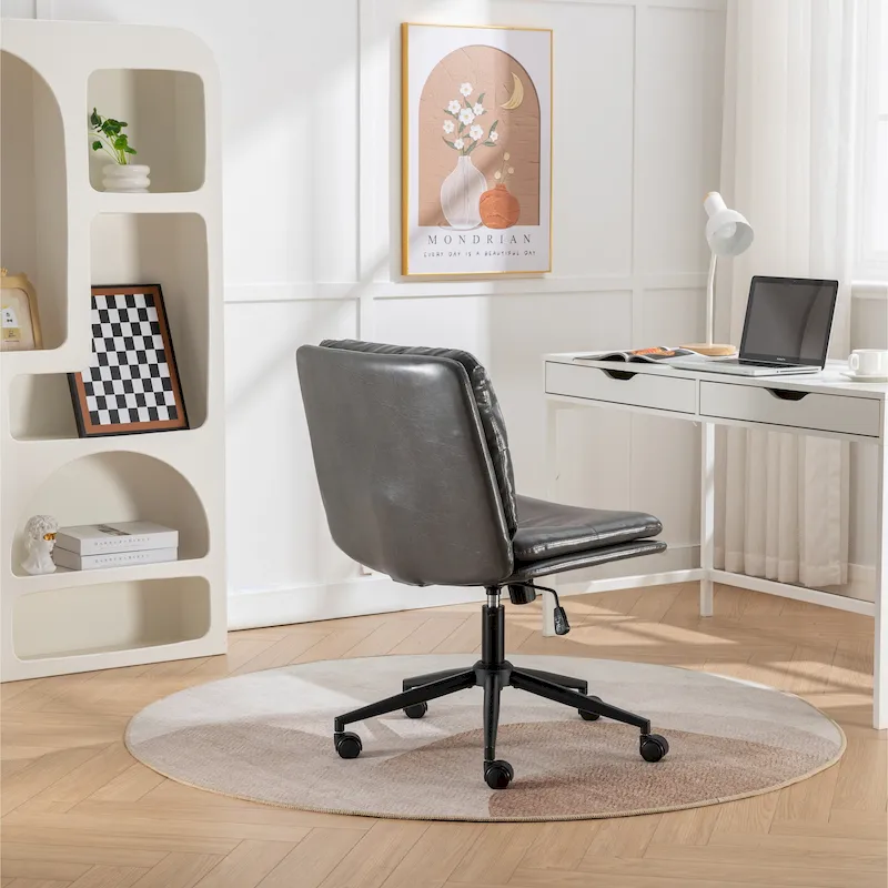 Roundhill Bizerte Adjustable Swivel Criss Cross Chair, Wide Seat Office Chair Vanity Chair