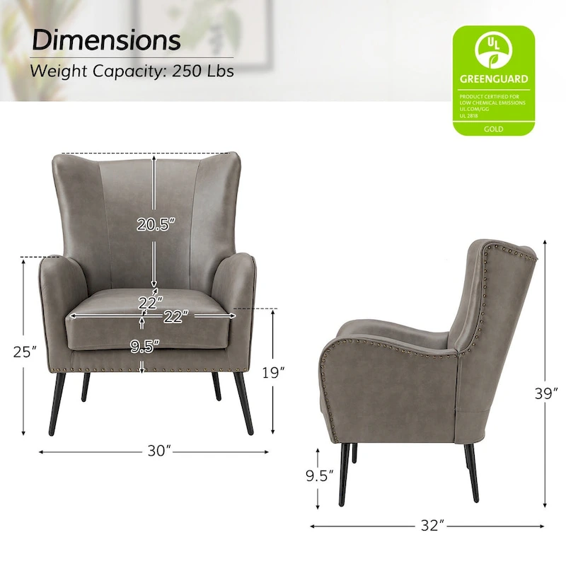 Invidiae Wooden Upholstered Armchair with Metal Legs