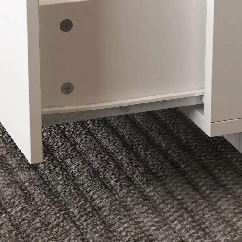 White Coffee Table with 2 Drawers, Tempered Glass Top and LED Lighting