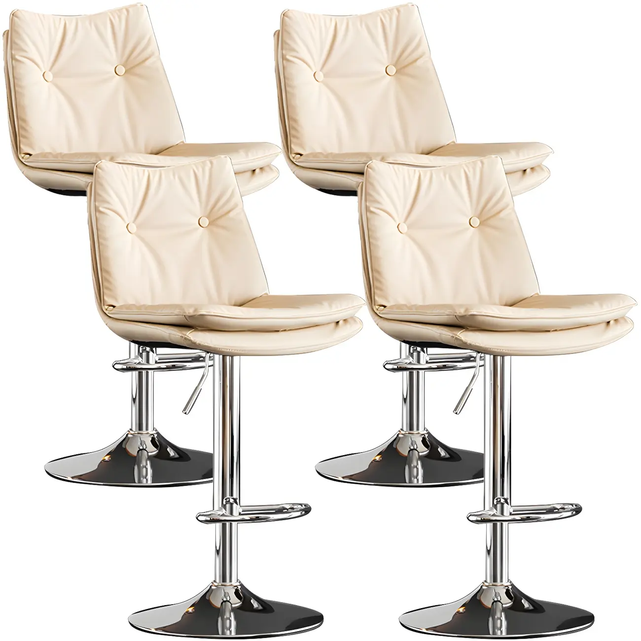 Modern Adjustable Leather Swivel Bar Stools