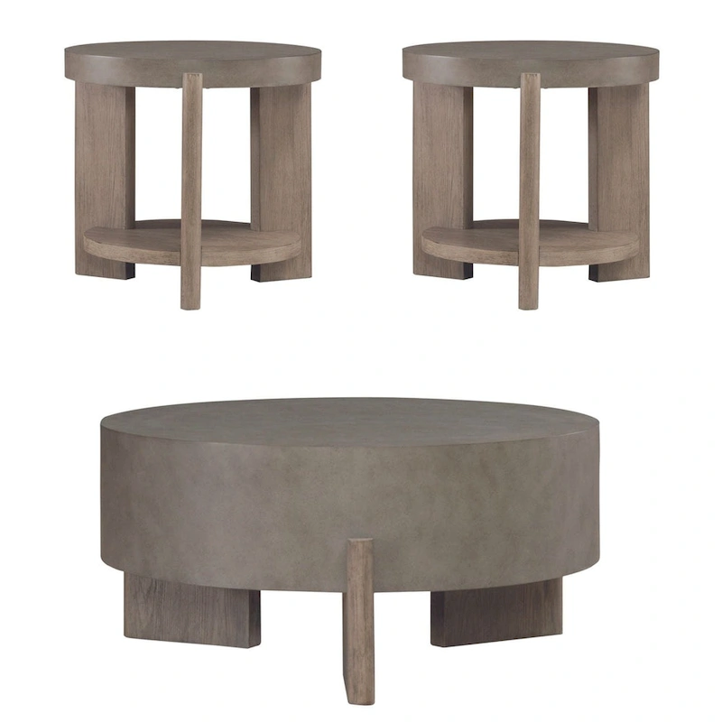 Affinity Dusty Taupe & Concrete 3 Piece Round Cocktail Table Set