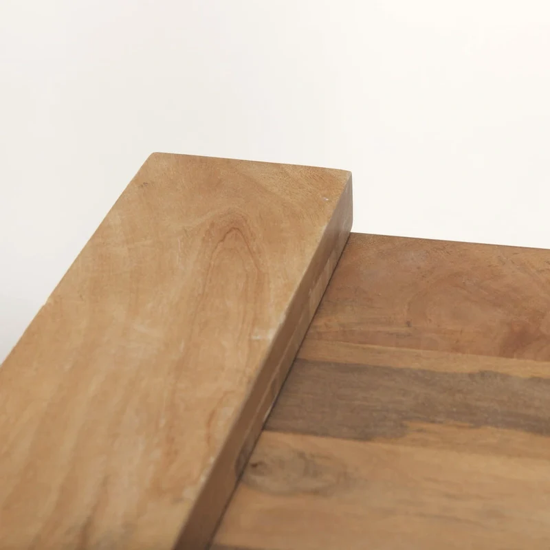 Solid Wood Square Accent Table – Light Brown