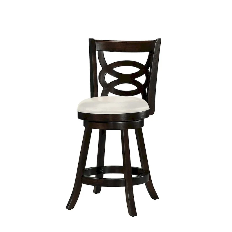 Set of 2 Solid Wood Base Swivel Counter-Height Barstool
