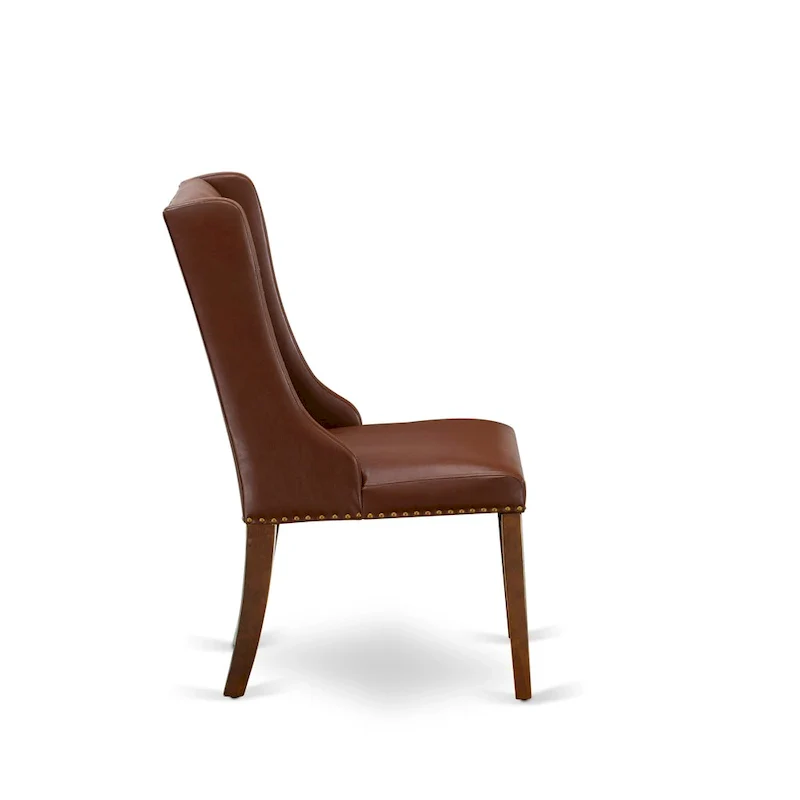 East West Furniture Parson Kitchen Chairs - Button Tufted Nailhead Upholstered Dining Chairs, Set of 2, (Finish & Upholstered)