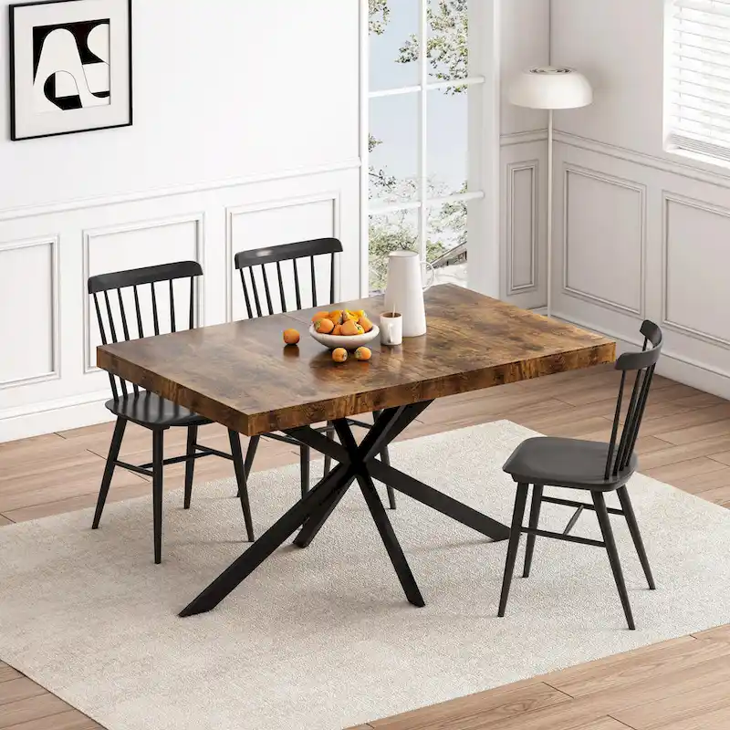 Retro Rectangular Dining Table with Carole Top and Black Embossed Center Plate