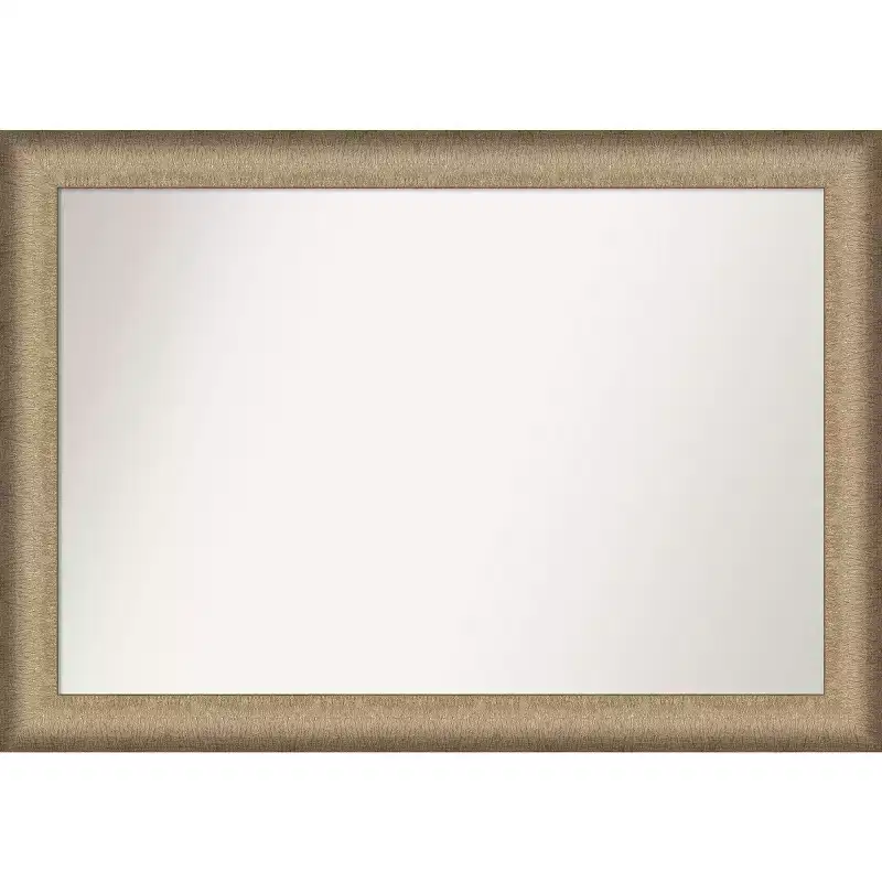 41" x 29" Non-Beveled Elegant Brushed Bronze Wall Mirror - Amanti Art: Polystyrene Frame, Includes Mount Hardware