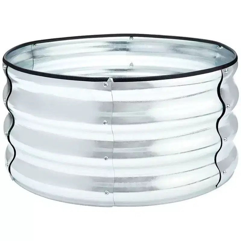 The Lakeside Collection Round Galvanized Raised Garden Bed Kit -