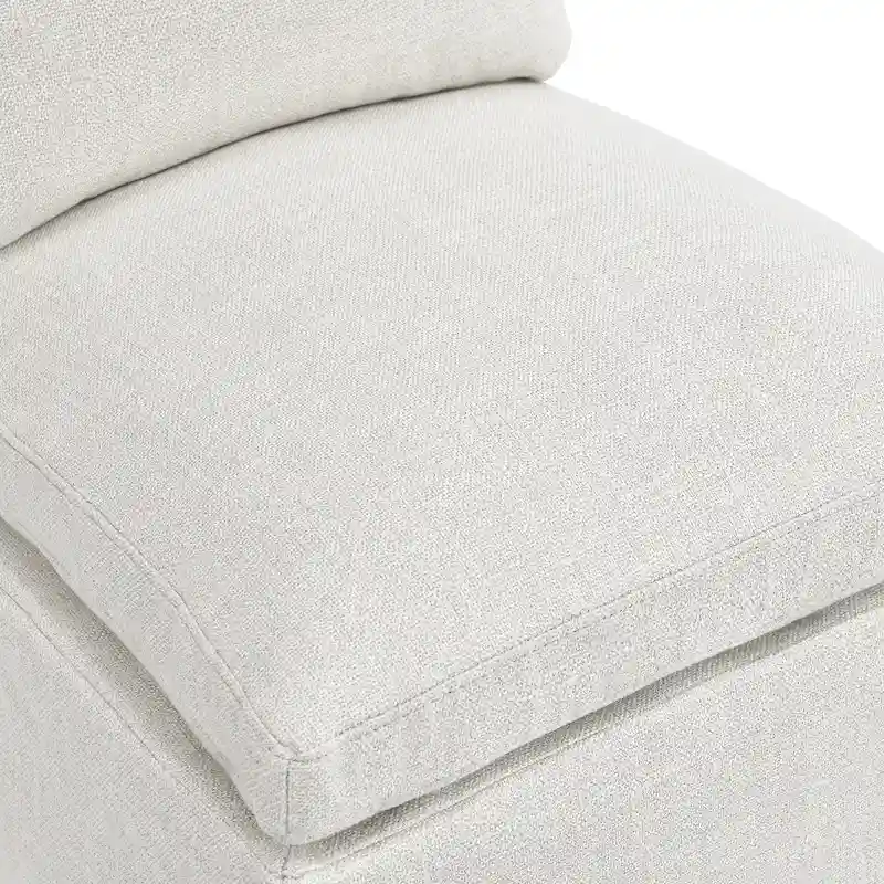 Beige Faux Linen Swivel Rolling Armchair with Casters, 1-Person