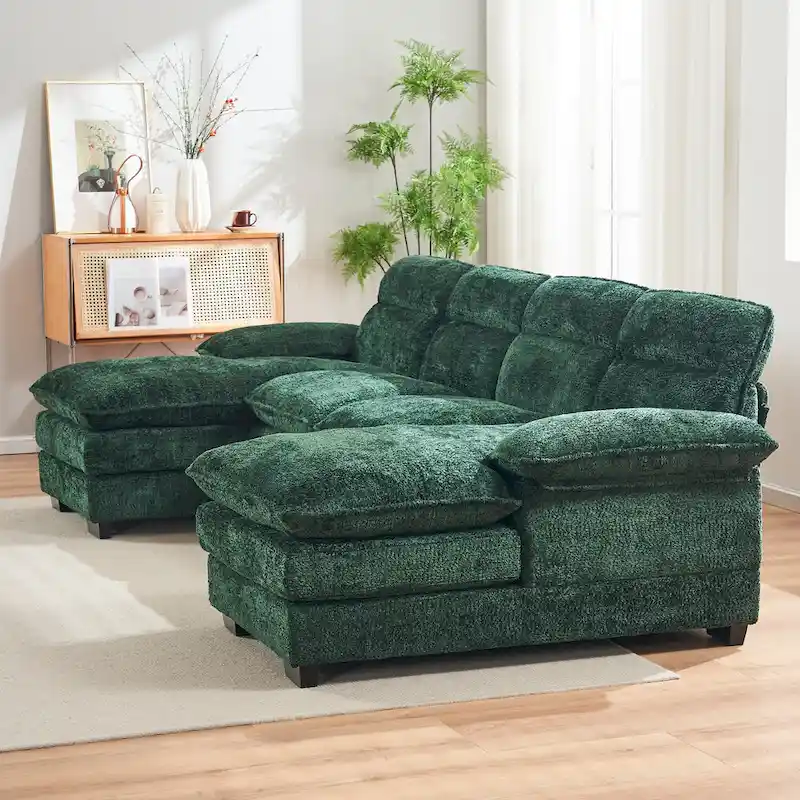 U-Shaped Chenille Sofa