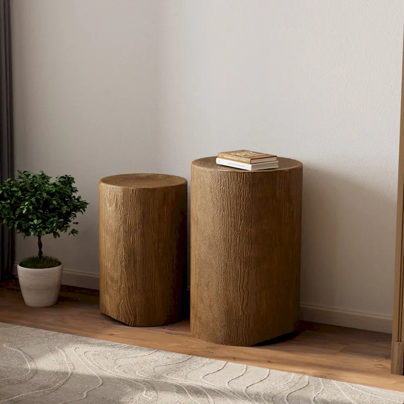 COSIEST Outdoor Concrete Side Tables (Set of 2)