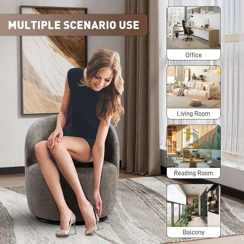 Ouyessir Accent Upholstered Round Velvet 360 Degree Swivel Sofa Chairs