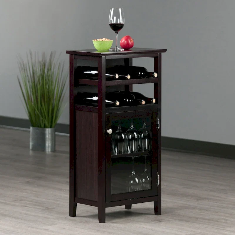 Wine Cabinet, Espresso - 19.13 x 12.72 x 37.48 inches