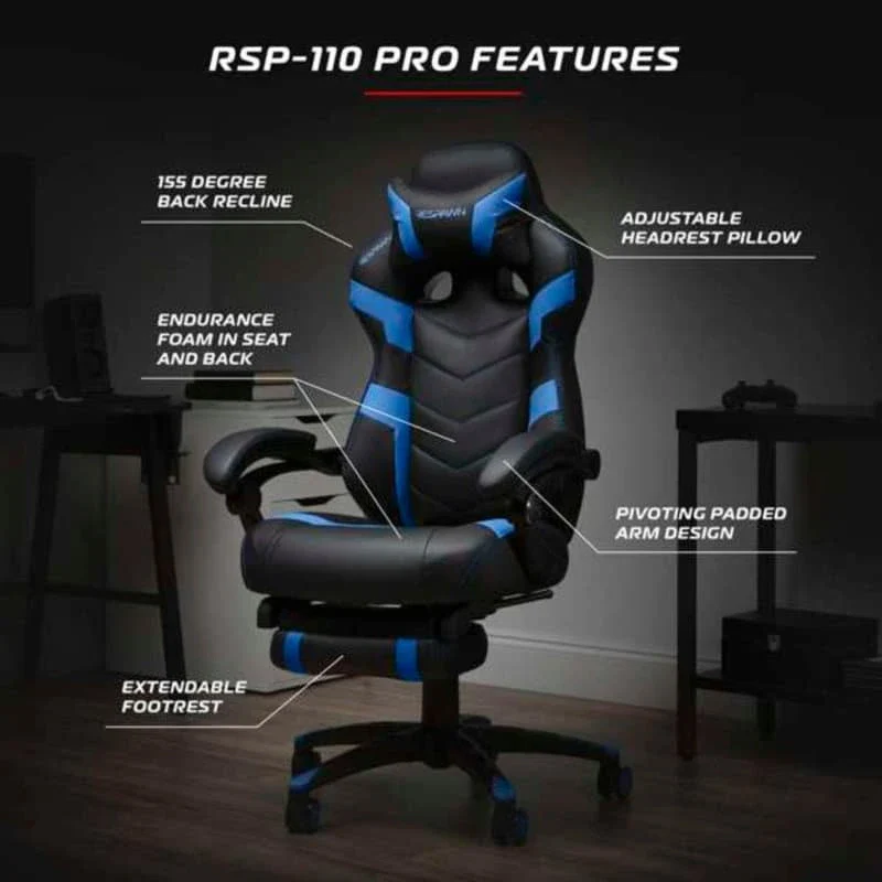RESPAWN 110 Pro Gaming Chair - Gaming Chair with Footrest, Ergonomic Computer Desk Chair