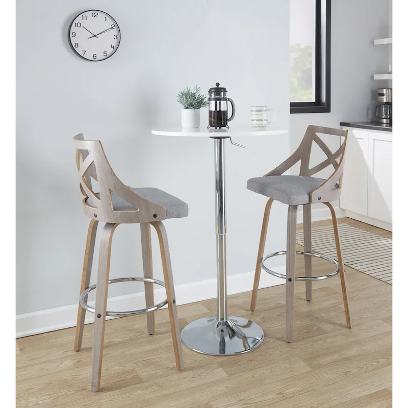 The Gray Barn Charlotte 30 Fixed-Height Bar Stool with Bent Wood Legs (Set of 2)