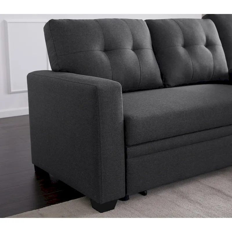 Upholstered Pull Out Sectional Sofa with Chaise - 82 W x 53 D x 34.5 H