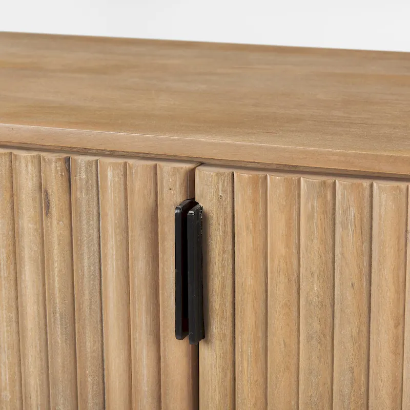 Dark Brown Solid Wood Fluted Sideboard - 72.0L x 18.5W x 32.0H