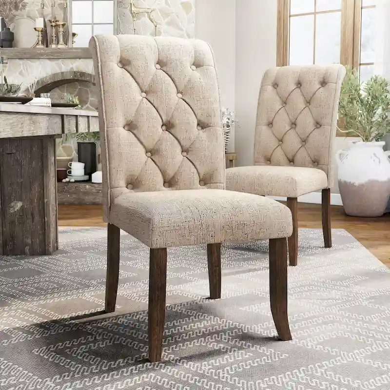 Sheila Rustic Farmhouse Tufted Fabric Dining Chairs (Set of 2) by Furniture of America